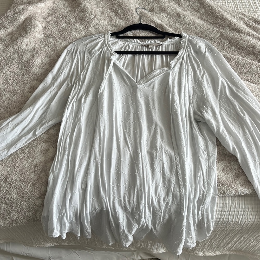 Loft white polka dot blouse